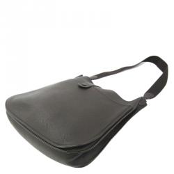 Pre Owned Hermes Chocolate Togo Leather Evelyne III TGM Bag
