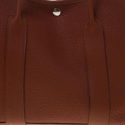 Pre Owned Hermes Brown Brique Fjord Leather Garden Party MM Tote