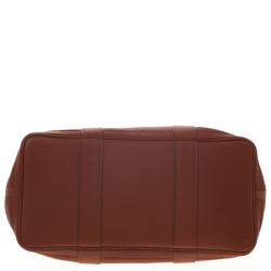 Pre Owned Hermes Brown Brique Fjord Leather Garden Party MM Tote
