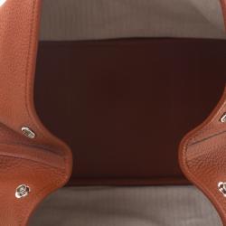 Pre Owned Hermes Brown Brique Fjord Leather Garden Party MM Tote