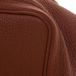 Pre Owned Hermes Brown Brique Fjord Leather Garden Party MM Tote