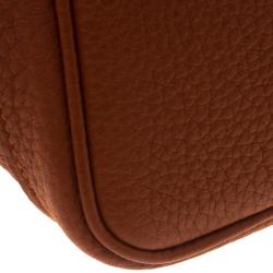 Pre Owned Hermes Brown Brique Fjord Leather Garden Party MM Tote