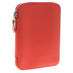 Pre Owned Hermes Rose Lipstick Epsom Leather Zip Globe Trotter Agenda