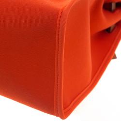 Pre Owned Hermes Brown/Capucines Leather and Fabric Herbag Zip 31 Bag