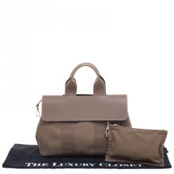 Pre Owned Hermes Taupe Fabric and Leather Valparaiso PM Bag