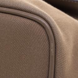 Pre Owned Hermes Taupe Fabric and Leather Valparaiso PM Bag
