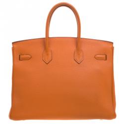 Hermes Orange Togo Leather Gold Hardware Birkin 35 Bag