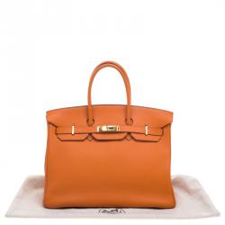 Hermes Orange Togo Leather Gold Hardware Birkin 35 Bag