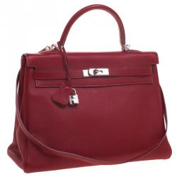 Hermes Ruby Togo Palladium Hardware Kelly Retourne 35 Bag