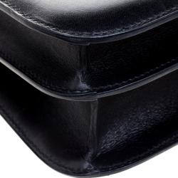 Pre Owned Hermes Black Box Calf Leather Gold Hardware Constance 23 Bag