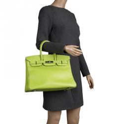 Hermes Kiwi Epsom Leather Palladium Hardware Birkin 35 Bag