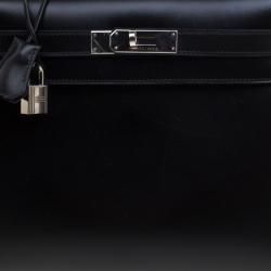 Pre Owned Hermes Black Box Calf Leather Palladium Hardware Kelly Sellier 28 Bag