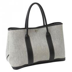 Pre Owned Hermes Bi Color Canvas/Leather garden Party PM Bag