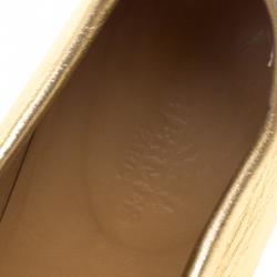 Hermes Gold Metallic Leather Pewter Perforated H Lace Up Sneakers Size 38