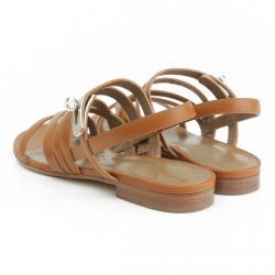Pre Owned Hermes Brown Leather Marine Strappy Flat Sandals Size 39