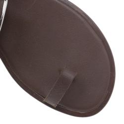 Pre Owned Hermes Brown Leather Toe Ring Buckle Sandals Size 37