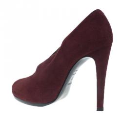 Pre Owned Hermes Burgundy Suede Florida Pumps Size 37