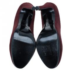 Pre Owned Hermes Burgundy Suede Florida Pumps Size 37