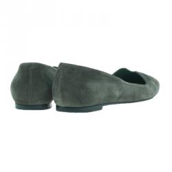 Pre Owned Hermes Olive Green Suede Ballet Flats Size 39
