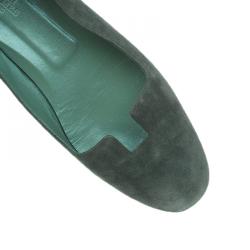 Pre Owned Hermes Olive Green Suede Ballet Flats Size 39