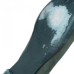 Pre Owned Hermes Olive Green Suede Ballet Flats Size 39