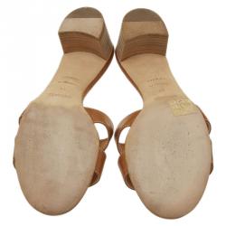 مملوكة مسبقًا Hermes Brown Leather Oasis Slides Size 39