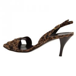 Hermes Leopard Print Suede Night Slingback Sandals Size 38.5