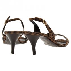 Hermes Leopard Print Suede Night Slingback Sandals Size 38.5