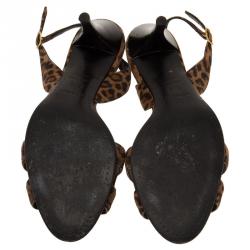 Hermes Leopard Print Suede Night Slingback Sandals Size 38.5