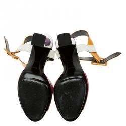 Hermes Multicolor Patent Leather Ankle Strap Platform Sandals Size 38