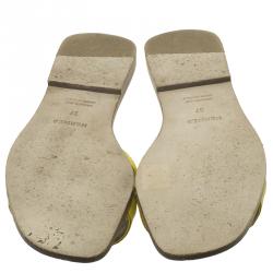 Hermes Yellow Croc Embossed Oran Box Sandals Size 37