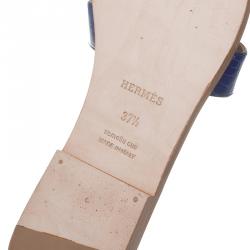 Pre Owned صندل سلايد هيرمس أوران بوكس نقشة التمساح أزرق مقاس 37.5