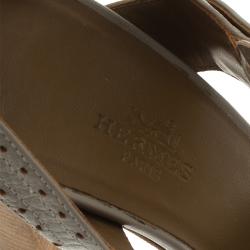 Pre Owned صندل هيرمس بروغ ثنائي اللون بشراشيب ونعل سميك مقاس 38