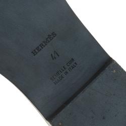 Pre Owned Hermes Black Leather Oran Sandals Size 41