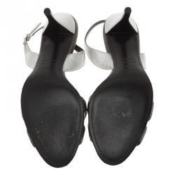 Hermes Grey Metallic Leather Night Slingback Sandals Size 39.5