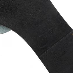 Pre Owned Hermes Sky Blue Epsom Calfskin Oran Sandals Size 36.5