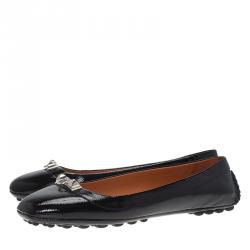 Pre Owned Hermes Black Patent Liberty Ballet Flats Size 38