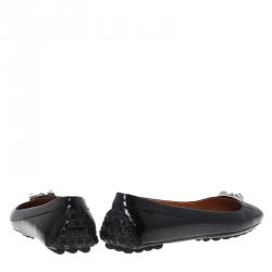 Pre Owned Hermes Black Patent Liberty Ballet Flats Size 38