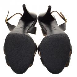 Hermes Black Leather Night Slingback Sandals Size 38