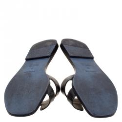 Hermes Black Leather Oran Sandals Size 39