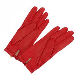 Pre Owned Hermes Red Leather Bag Charm Gloves