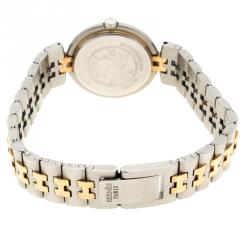 Hermes Beige Gold Tone And Stainless Steel Clipper Women's Wristwatch 25 mm