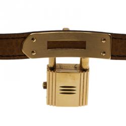 Pre Owned Hermes Black Gold-Plated Stainless Steel Kelly Women's Wristwatch 20MM