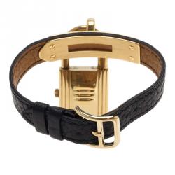 Pre Owned Hermes Black Gold-Plated Stainless Steel Kelly Women's Wristwatch 20MM