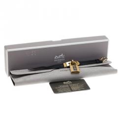 Pre Owned Hermes Black Gold-Plated Stainless Steel Kelly Women's Wristwatch 20MM