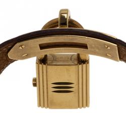 Pre Owned Hermes Gold Gold-Plated Stainless Steel Kelly Women's Wristwatch 20MM