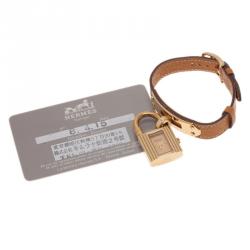 Pre Owned Hermes Gold Gold-Plated Stainless Steel Kelly Women's Wristwatch 20MM