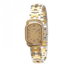 Hermes Gold Stainless Steel Gold Toned Rallye RA1.240 Women's Wristwatch 20MM