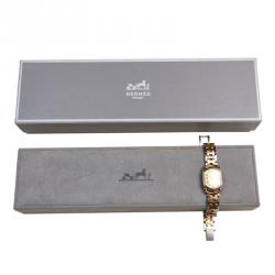 Hermes Gold Stainless Steel Gold Toned Rallye RA1.240 Women's Wristwatch 20MM