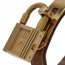 مملوكة مسبقًا Hermes Gold Gold-Plated Stainless Steel Kelly Women's Wristwatch 20MM